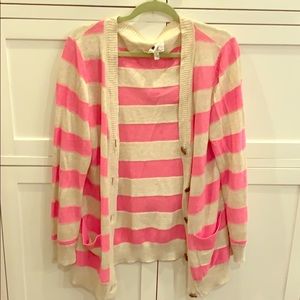 Milly Pink & Cream stripped cardigan